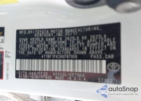 2017 Toyota Camry Se from USA, damaged, VIN 4T1BF1FK2HU787958